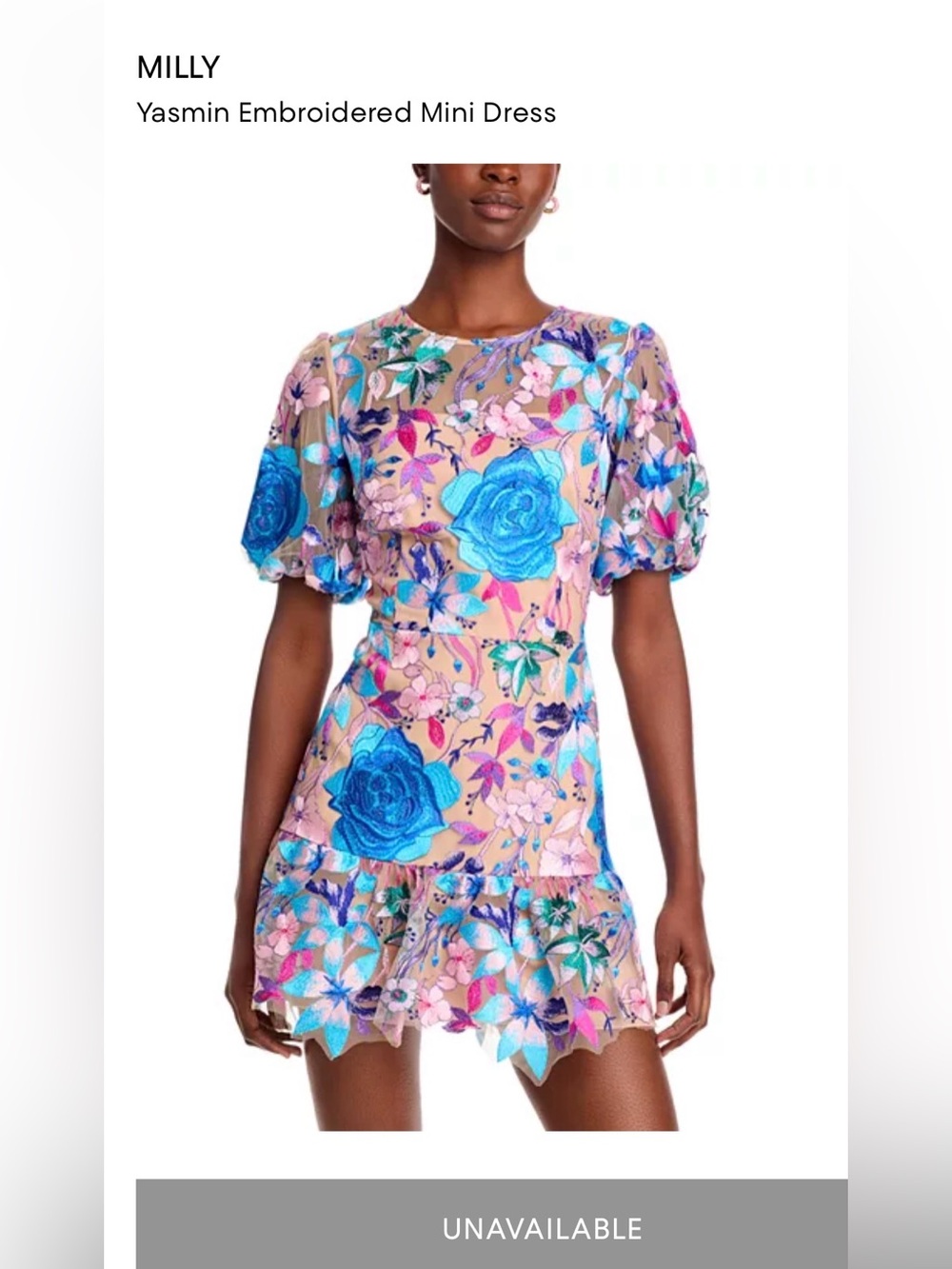 Milly Yasmin Embroidered Mini Dress